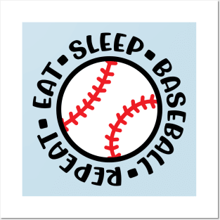 Eat Sleep Baseball Repeat Baseball Mom Boys Girls Cute Funny Posters and Art